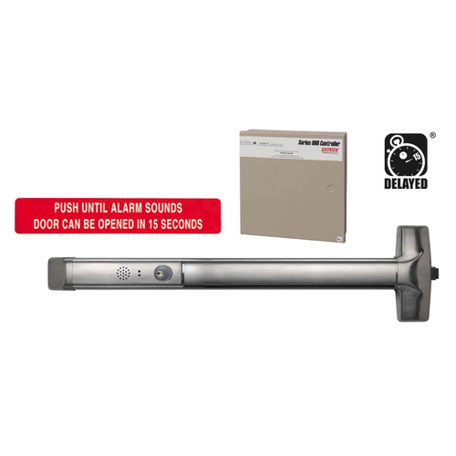 Detex Advantex 10EE Series Wide Stile Rim Exit Device with Delayed Egress Alarm and Power Supply