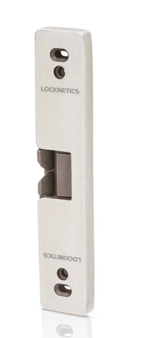Locknetics RS200 Surface Mount Electric Rim Strike, 630 Satin Stainless Steel finish, angled front view