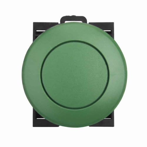 Eaton M22S-DRP-G M22 modular pushbutton, M22 Modular Mushroom Pushbutton Operator, 22.5 mm, Maintained, Non-illuminated, Bezel: Black, Button: Green, IP67, IP69K, NEMA 4X, 13, 1,000,000 mechanical operations