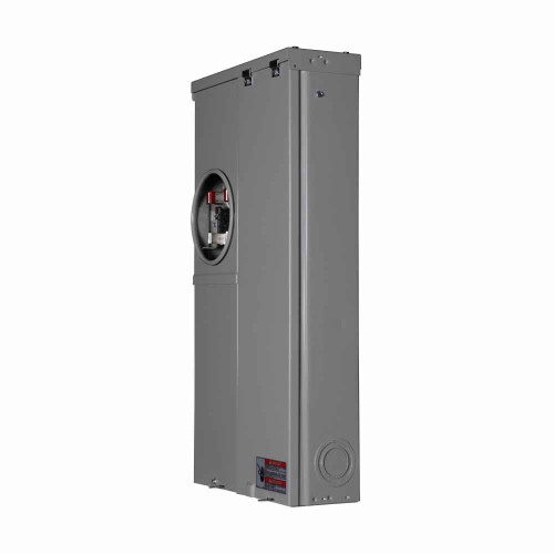 Eaton MBE24L200BTS Meter Breaker EUSERC Type BR, Main lug, 200A, 120/240V, Ring, 2 spaces, 4 circuits, Surface mounting, Box size A, Aluminum bus, Overhead/underground feed, Four-jaws, 1 socket, #6-250 kcmil line, #6-250 kcmil ground