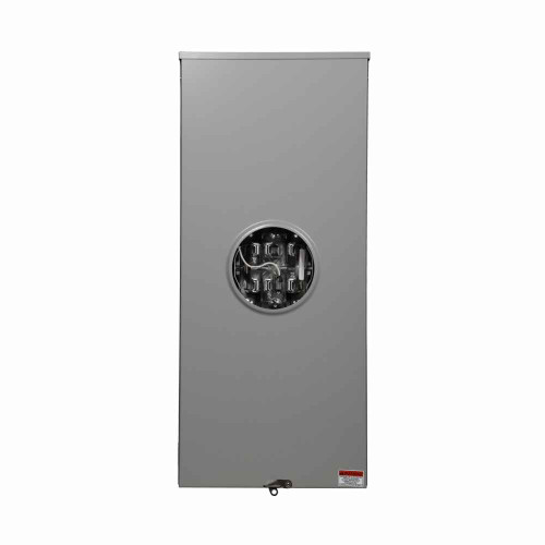 Eaton 1008798CH meter socket, Comm, 320A, Over/under, 5x5 inch hub open, 3/8 inch stud, 7-jaw, 3-ph, Anti-inver clip factory installed, Lever bypass, 4-wire, Ringless, 600 Vac