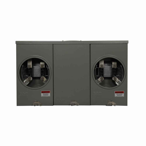 Eaton 1004418ACH meter socket, 5x5 hub cover plate, 200A, Overhead/underground, 5x5 hub cover plate, #6-350 kcmil, Five-jaw, Single-phase, #8-250 kcmil, Horn bypass, Sockets:2, Three-wire, Ringless, 600V Eaton 1004418ACH meter socket, 5x5 hub cover plate, 200A, Overhead/underground, 5x5 hub cover plate, #6-350 kcmil, Five-jaw, Single-phase, #8-250 kcmil, Horn bypass, Sockets:2, Three-wire, Ringless, 600V