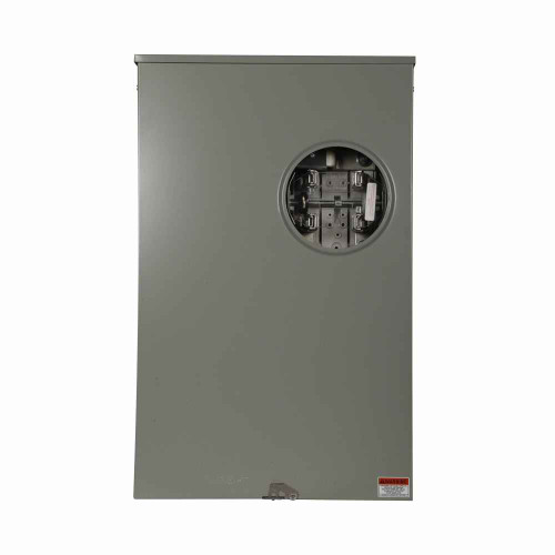 Eaton 1009788ACH meter socket, Comm, 320A, Over/under, 5x5 inch hub cover plate, 3/8 inch stud, 4-jaw, 1-ph, 3/8 inch stud, Bolted in shield, Lever bypass, 3-wire, Ringless, 600 Vac