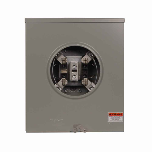 Eaton 1010291CH meter socket, 1-pos, 200A, Over/under, Hub cover plate, #6-350 kcmil, 5-jaw, 1-ph, #8-350 kcmil, Horn bypass, 3-wire, Ringless, 600 Vac