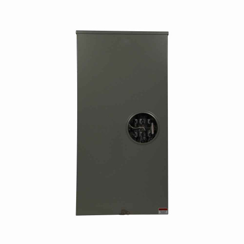 Eaton 1008543CH meter socket, Comm, 320A, Over/under, 5x5 inch hub open, (1) #4-600 kcmil, (2) #1/0-250 kcmil, 7-jaw, 3-ph, (1) #4-600 kcmil, (2) #1/0-250 kcmil, Lever bypass, 4-wire, Ringless, 600 Vac