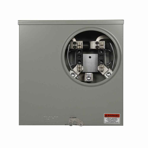Eaton 1004884ACH meter socket, Resi type cover, 200A, Under, Solid top, #6-350 kcmil, 4-jaw-1-ph, #8-350 kcmil, Horn bypass, Gnd conn (#14-#2 Cu), 3-wire, Ringless, 600 Vac