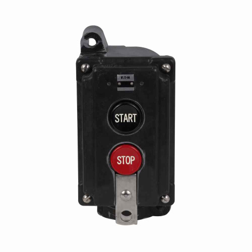 Eaton 10250H671 10250T pushbutton,10250H, Assembled control station, 30.5 mm, Heavy-Duty, NEMA 3, 3R, 4, 4X, 13, Black, Flush with lock hasp, Die cast, START/STOP, Surface, Two element