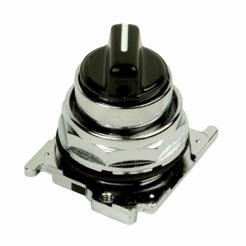 Eaton 10250T1311-1X 10250T pushbutton, 10250T, Selector switch, 30.5 mm, Metal, 60° throw, NEMA 3, 3R, 4, 4X, 12, 13, 1NO-1NC, Chrome bezel, Non-illuminated, Two-position, Knob, Black actuator, Vertical
