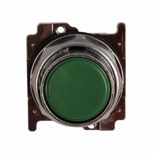 Eaton 10250T103-47 10250T pushbutton contact block, 10250T series, Heavy-Duty Pushbutton Assembled, Green, Chrome, 1ECNO-1NC, Non-illuminated, Flush mount, Momentary, NEMA 3, 3R, 4, 4X, 12, 13