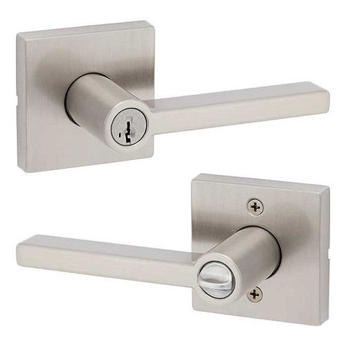 Kwikset 740HFL SQT Halifax Lever with Square Rose Entry Door Lock SmartKey with 6AL Latch and RCS Strike