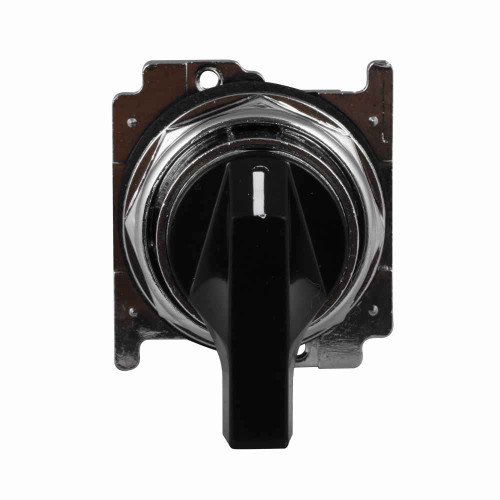 Eaton 10250T3022-1X 10250T pushbutton, 10250T, 30.5 mm, Metal, 60° throw, NEMA 3, 3R, 4, 4X, 12, 13, Non-illuminated, Three-position, Lever, Black actuator, 1NO-1NC, Chrome bezel