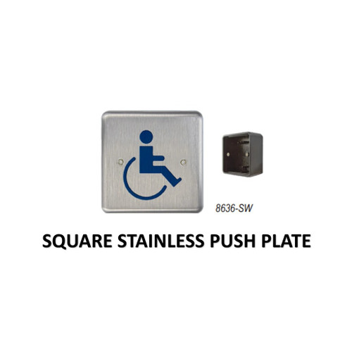 Cal-Royal Cal-Royal Stainless Push Plate with Blue Handicap Logo for 8600 Series CAL-8636