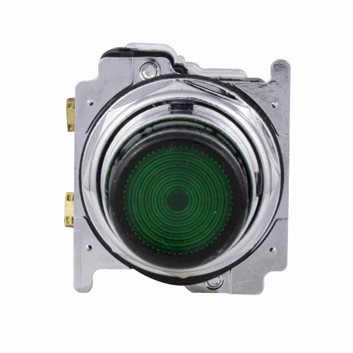 Eaton 10250T75C 10250T, 30.5 mm, Heavy-Duty, NEMA 3, 3R, 4, 4X, 12, 13, Illuminated, Momentary, Extended, Clear actuator, Incandescent, transformer light unit, 1NO, 120 Vac light unit, Chrome bezel, #755, Plastic actuator