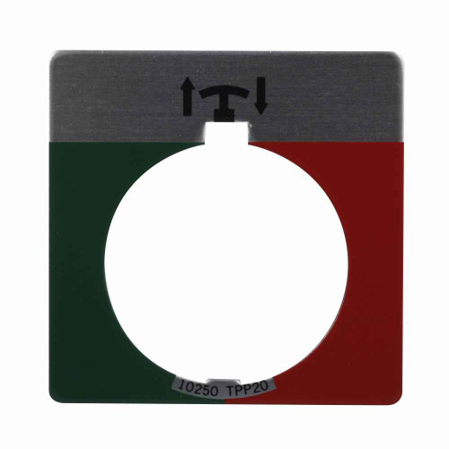 Eaton 10250TR20STAMP 10250T, Legend plate, Standard, 1/2 round, Used with 10250T Series, All Operator Types, Plastic bus, Green/red field, Blank legend, 3/16 inch high letter size