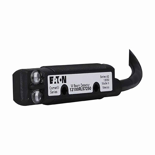 Eaton 11100RSW6513 Comet 18mm tubular photoelectric sensor, Photoelectric, 0.71 diameter, Right Angle, Sensor distance: 20 Ft., Lens: Polycarbonate Cable, Jacket: PVC Body, 6.6 Ft. ( 2m ) Cable, 20-264 Vac/15-30 Vdc input, Thru-beam, 6.6 Ft. ( 2m )