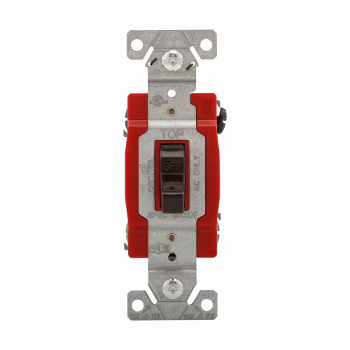 Eaton 1222B construction grade toggle switch, #14-10 AWG, 20A, Commercial, Flush, 120/277V, Back and side, Screw, Brown, Double-Pole, Dual-pole, Brass, Polycarbonate Eaton 1222B construction grade toggle switch, #14-10 AWG, 20A, Commercial, Flush, 120/277V, Back and side, Screw, Brown, Double-Pole, Dual-pole, Brass, Polycarbonate