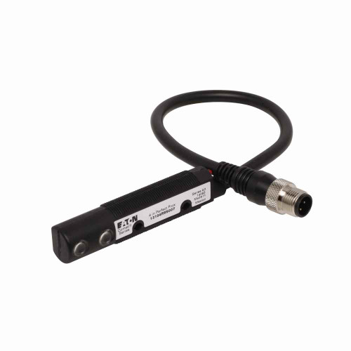 Eaton 13104RS5007 Perfect Prox Photoelectric Sensor, Back Ground Suppression, 4 in range, Right Angle, Output ON, M12, 100 mA PNP, 250 mA NPN at 10-30 Vdc, 4 pin, NPN and PNP open collector, 10-30 Vdc