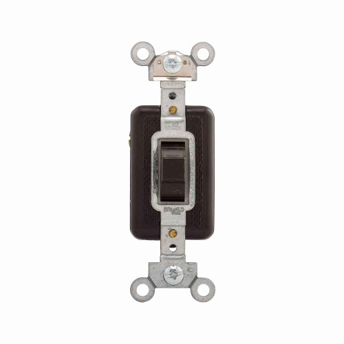 Eaton 1895B Arrow Hart industrial grade toggle switch, Momentary toggle, #14-10 AWG, 15A, Flush, 120/277V, Back and side, Screw, Brown,Load type: Motor Control, Fan, LED, Incandescent, ELV, MLV, CFL, Flourescent, Halogen, 1P, Brass, Polycarbonate
