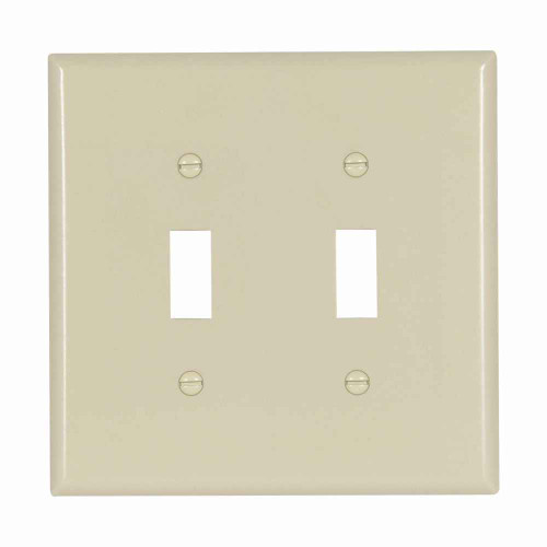 Eaton 2039V Toggle wallplate, Ivory, Toggle Cutout, Thermoset, Two- gang, Mid-size