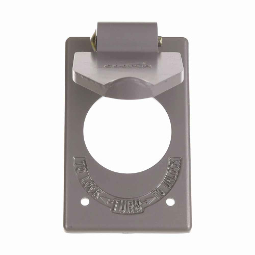 Eaton 20416D die cast aluminum receptacle cover, Weatherproof, self-closing, Industrial application, Wet/damp locations, Used with lift lid cover for 4-wire 30A receptacles