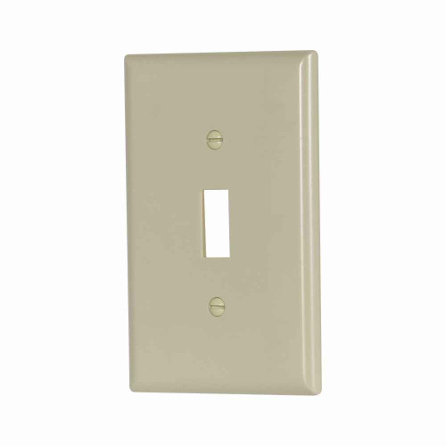 Eaton 2034V-BOX Toggle wallplate, Ivory, Toggle Cutout, Thermoset, Single- gang, Mid-size, ED Box