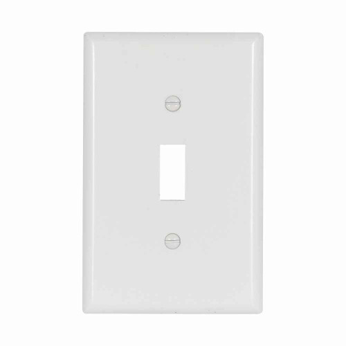 Eaton 2034W Toggle wallplate, White, Toggle Cutout, Thermoset, Single- gang, Mid-size