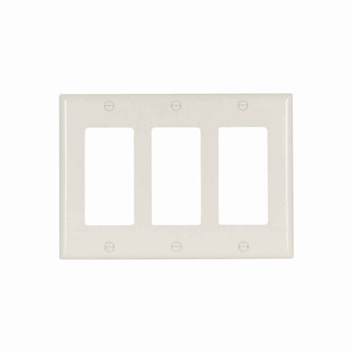 Eaton 2163LA-BOX Decorator / GFCI wallplate, Lt. Almond, Decorator Cutout, Thermoset, Three- gang, Standard, ED Box