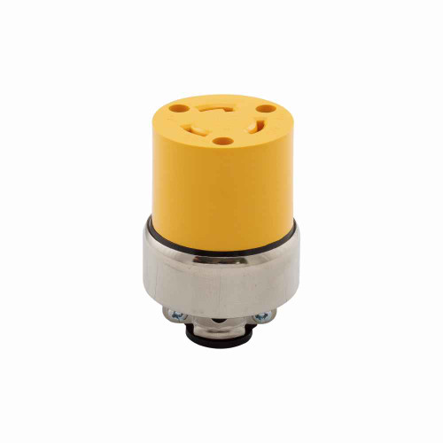 Eaton 2354-BOX safety grip locking connector, Stand-alone box packaging, #14-8 AWG, 20A, Commercial, 250V, Back wiring, Yellow, L6-20, Two-pole, Three-wire, Nylon, .25 to .75 in