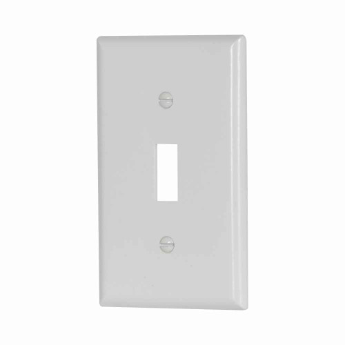 Eaton 2134W Toggle wallplate, White, Toggle Cutout, Thermoset, Single- gang, Standard