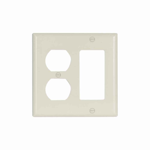 Eaton 2157A-BOX Combination wallplate, Almond, Duplex receptacle, Decorator Cutout, Thermoset, Two- gang, Standard, ED Box Eaton 2157A-BOX Combination wallplate, Almond, Duplex receptacle, Decorator Cutout, Thermoset, Two- gang, Standard, ED Box