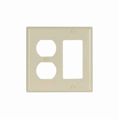 Eaton 2157V-BOX Combination wallplate, Ivory, Duplex receptacle, Decorator Cutout, Thermoset, Two- gang, Standard, ED Box Eaton 2157V-BOX Combination wallplate, Ivory, Duplex receptacle, Decorator Cutout, Thermoset, Two- gang, Standard, ED Box