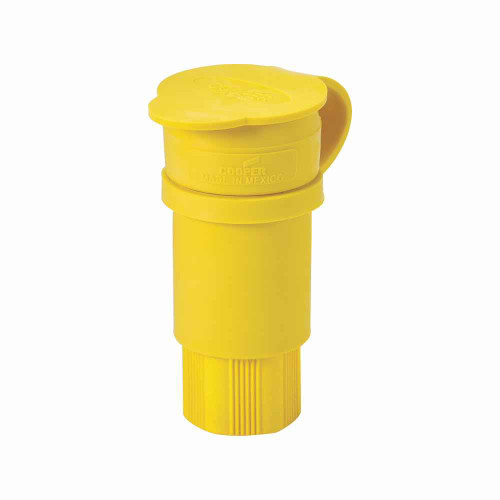 Eaton 25W49 Arrow Hart watertight locking connector, #18-10 AWG, 15A, Industrial, 250V, Back wiring, Yellow, Watertight, L6-15, Two-pole, Three-wire, grounding, Santoprene thermoplastic elastomeric, 0.3 to 0.65 in