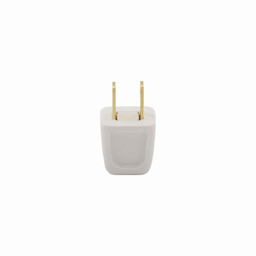 Eaton 2601W-BU straight blade plug , #18-10 AWG, 10A, Residential, 125V, Back wire, White, Brass, Thermoplastic, 1-15P, Two-pole, two-wire, non grounding, Insulation piercing, 18-2 SPT-1 cord, Thermoplastic, Bulk