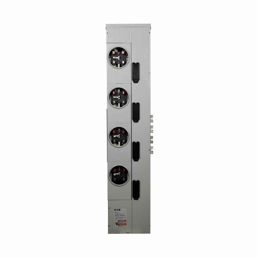 Eaton 3MM420R12RLBCPS 3MM residential meter stack, SS meter guides, Multiple meter, 200A, Al, Bus:1200A, Horn, Outdoor, Depends on MCB, 5-jaw, Sockets:4, 3-ph in, 1-ph out, A-B, CCV2_X, CCVH2_X, CVS2_XMM, CV2_XMM, CVH2_XMM, Ringless, Socket:200A, 120