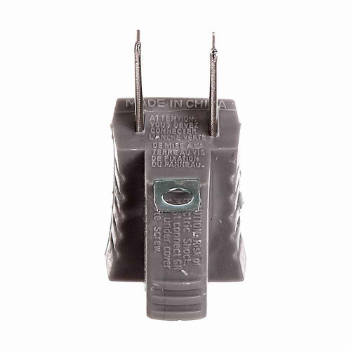 Eaton 419GY grounding adapter, Single outlet, 15A, 125V, Gray, Thermoplastic, 5-15R, NEMA 5-15R
