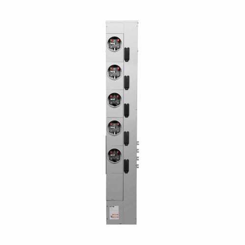 Eaton 3MM520R12RLBUS 3MM residential meter stack, Multiple meter, 200A, Al, Bus:1200A, Horn, Out, Depends on selected MCB, 5-j, Sockets:5, 3-ph in, 1-ph out, A-B, CCV2_X, CCVH2_X, CVS2_XMM, CV2_XMM, CVH2_XMM, Ringless, Socket:200A, Incline meter, 120