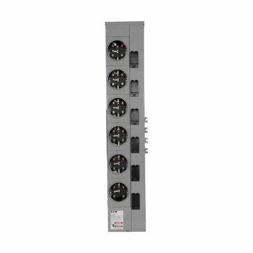 Eaton 3MM612R Eaton's Three-Phase Residential Meter Stack Module, Group Metering Type, 125A, Aluminum Bus 800 Ampere, No bypass, Indoor/outdoor, Five-jaws, 6 Sockets, Three-phase in, single-phase out, Ring Security, 120/208V