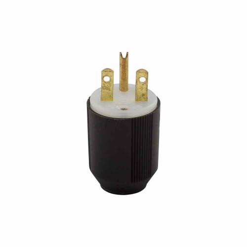 Eaton 4731N auto grip locking connector, #16-12 AWG, 15A, Industrial, 125V, Back wiring, Black, white, Auto grip, L5-15, Two-pole, Three-wire, Nylon, 0.33 to 0.66 in