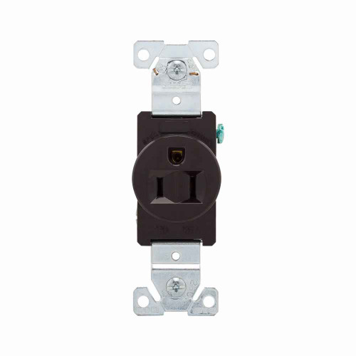 Eaton 5261B Arrow Hart extra heavy-duty industrial specification grade single receptacle, #14-10 AWG, 15A, Industrial, Flush, 125V, Back and side, Brown, Brass, High-impact nylon face, 5-15R, Single, Screw, Glass-filled nylon, Core pack