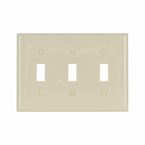 Eaton 5141V-BOX Toggle wallplate, Ivory, Toggle Cutout, Nylon, Three- gang, Standard, ED Box