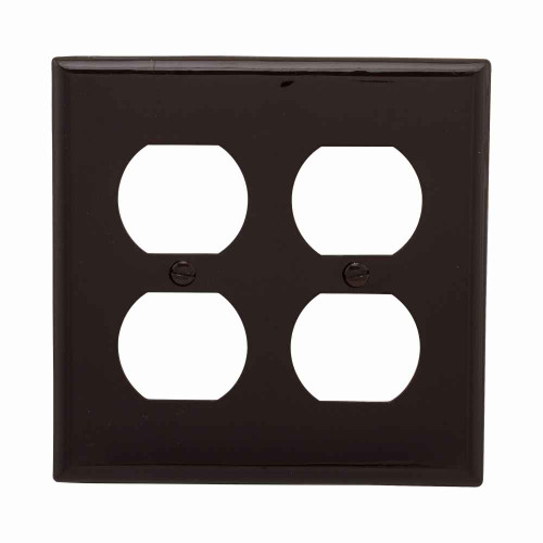 Eaton 5150B-BOX Duplex receptacle wallplate, Brown, Duplex receptacle Cutout, Nylon, Two- gang, Standard, ED Box