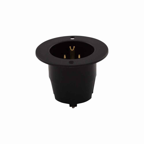 Eaton 5278C Arrow Hart straight blade flanged inlet , #16-12 AWG, 15A, Industrial, 125V, Back wire, Black, Brass, Steel, 5-15P, Two-pole, three-wire, grounding, Screw, Nylon, Core pack