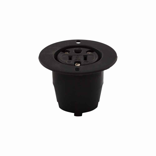 Eaton 5279CBLK Arrow Hart straight blade flanged outlet , #16-12 AWG, 15A, Industrial, 125V, Back wire, Black, Brass, Nylon, 5-15R, Two-pole, three-wire, grounding, Screw, Nylon, Core pack