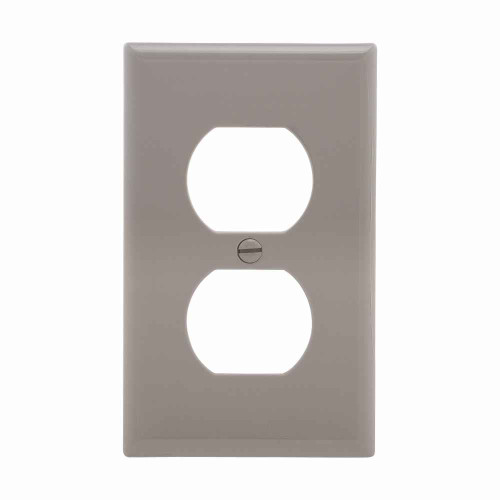 Eaton 5132GY-BOX Duplex receptacle wallplate, Gray, Duplex receptacle Cutout, Nylon, Single- gang, Standard, ED Box