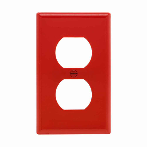 Eaton 5132RD-BOX Duplex receptacle wallplate, Red, Duplex receptacle Cutout, Nylon, Single- gang, Standard, ED Box