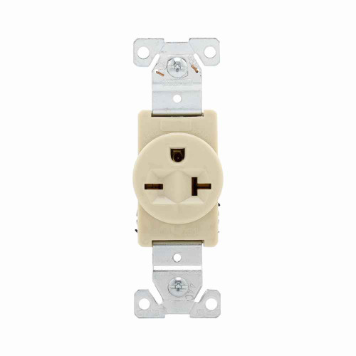 Eaton 5461V Arrow Hart extra heavy-duty industrial specification grade single receptacle,#14-10 AWG,20A,Industrial,Flush,250V,Back and side,Ivory,Brass,Impact-resistant nylon face,Glass-filled nylon base,6-20R,Single,Screw,Core pack