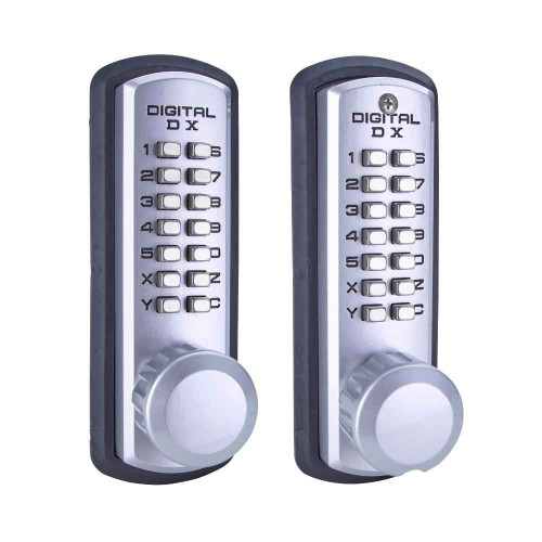 Lockey 3210 Marine Grade Mechanical Keyless Deadbolt Lock with Oversized Knobs - exterior and interior sides shown, marine grade finish