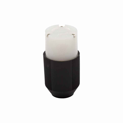 Eaton 6566N auto grip locking connector, #16-12 AWG, 15A, Industrial, 250V, Black, white, Armored, L6-15, Two-pole, Three-wire, Santoprene thermoplastic elastomeric