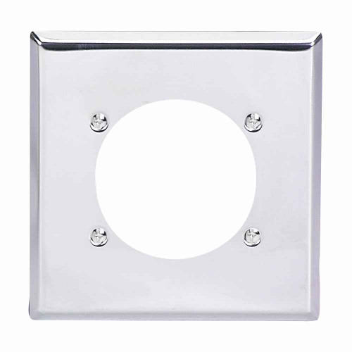 Eaton 69-BOX Power outlet and locking wallplate, Chrome, 2.47" Hole Cutout, Chrome (UL), Two- gang, Standard, ED Box