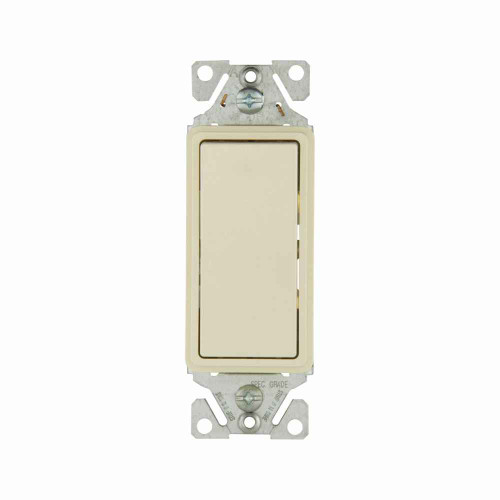 Eaton 7501-9A standard grade decorator switch, Auto-grounding, #14-12 AWG, 15A, Flush, 120/277V, Back/push, Decorator, Maintained, Almond, Motor Control, Fan, LED, Incand, ELV,MLV,CFL, Florscnt, Halogen, Single-pole, Thermoplastic 737268 Eaton 7501-9A standard grade decorator switch, Auto-grounding, #14-12 AWG, 15A, Flush, 120/277V, Back/push, Decorator, Maintained, Almond, Motor Control, Fan, LED, Incand, ELV,MLV,CFL, Florscnt, Halogen, Single-pole, Thermoplastic 737268